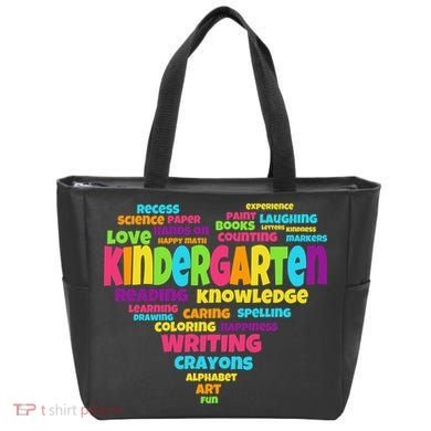 Kindergarten Word Marks Heart Tote Bag