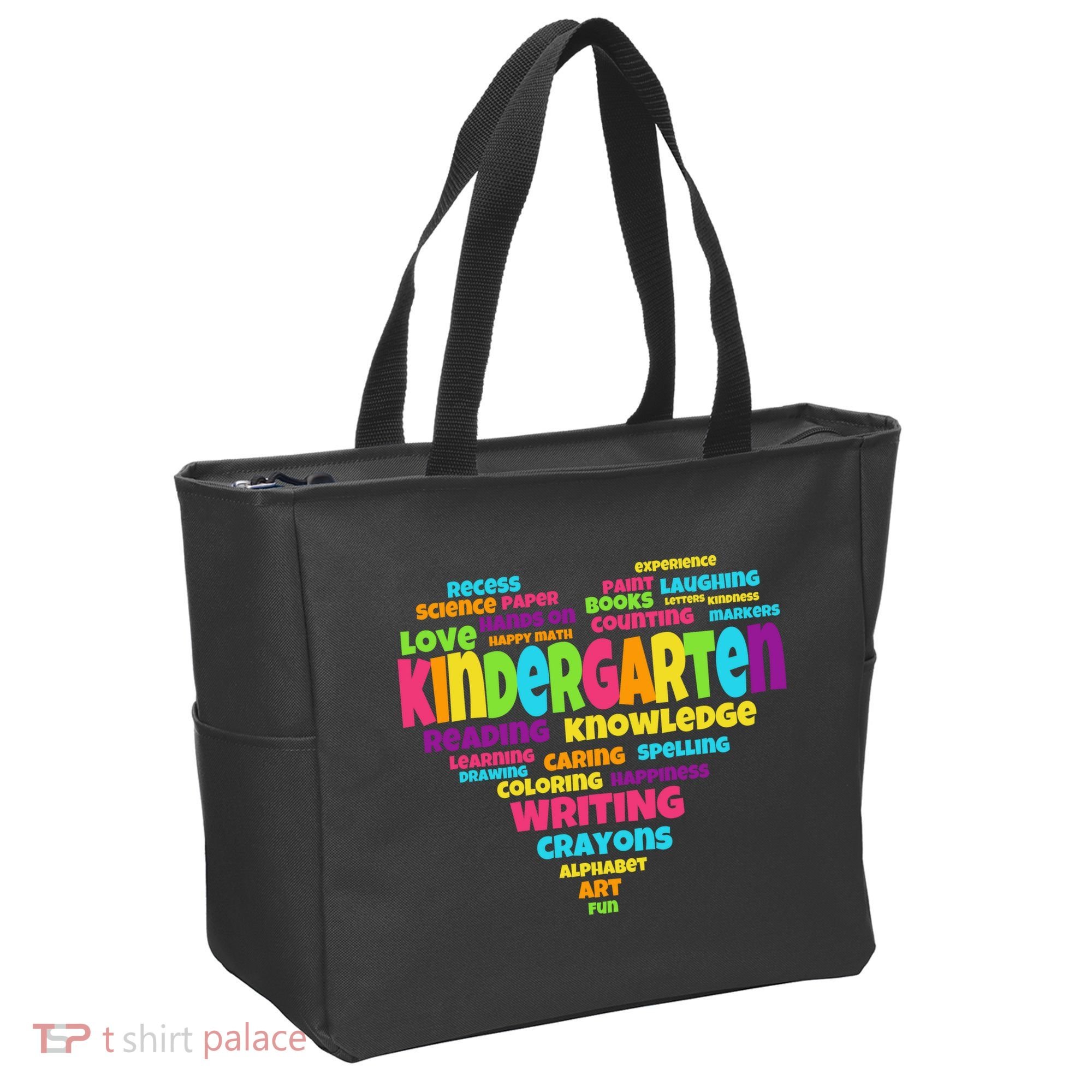 Kindergarten Word Marks Heart Tote Bag