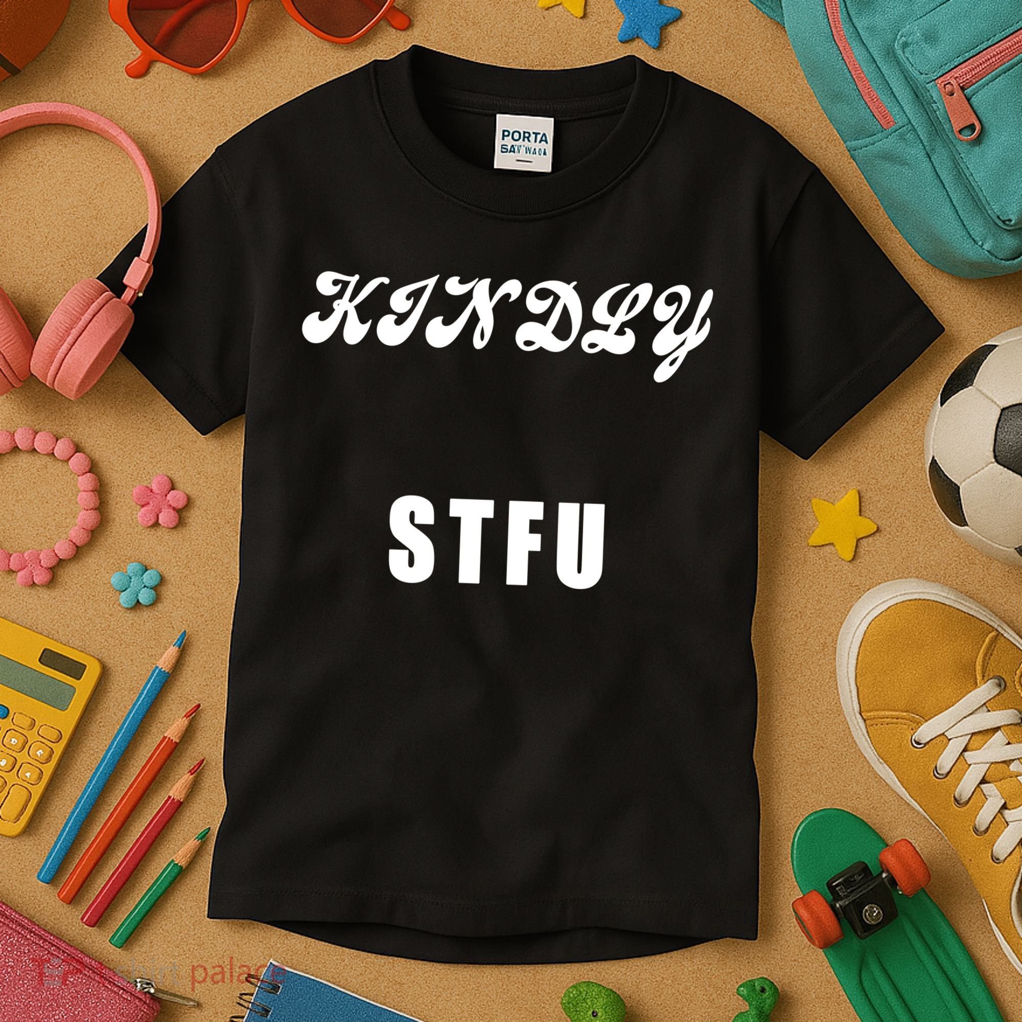 Kindly STFU Funny Offensive Sayings Kids T-Shirt