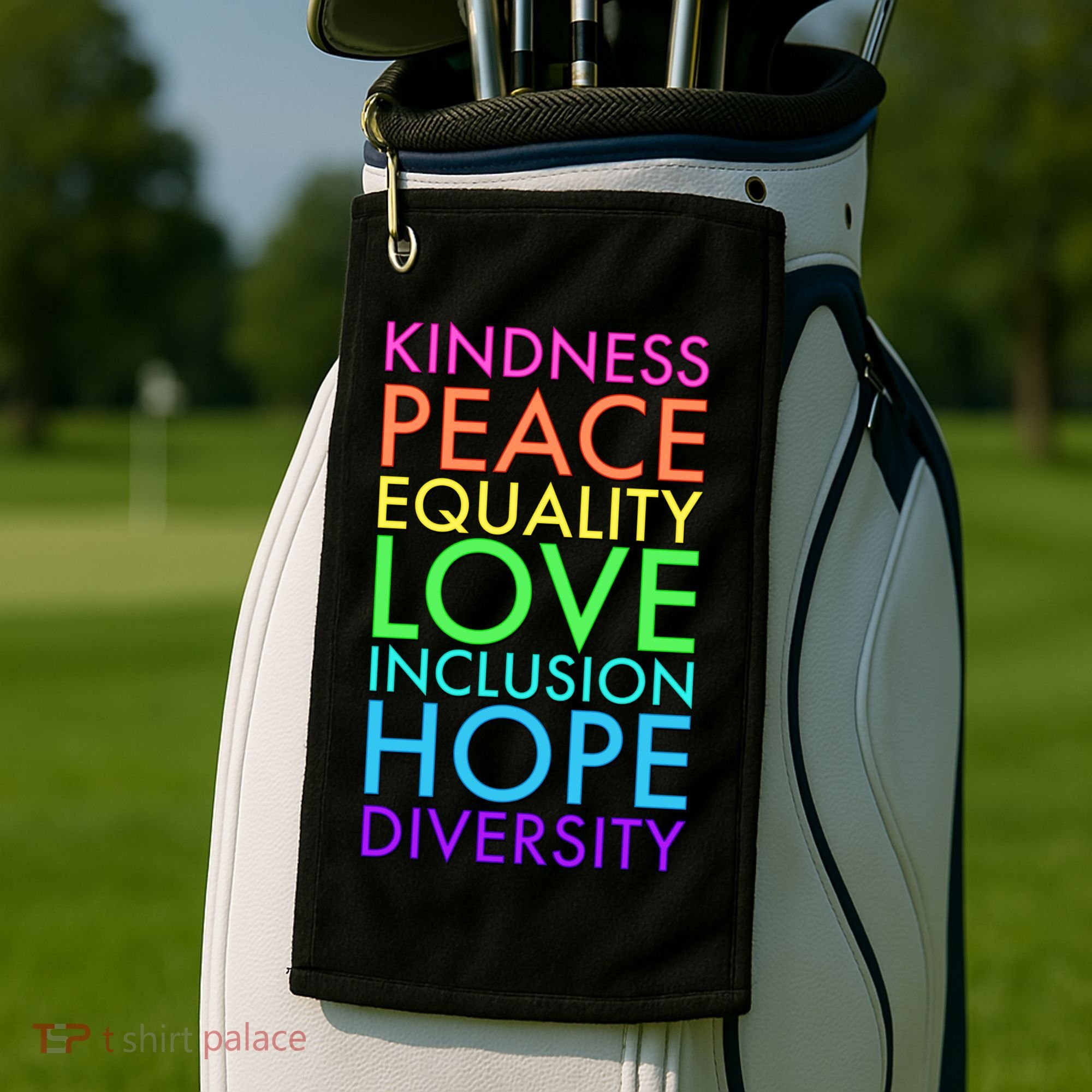 Kindness Peace Equality Love Hope Diversity Golf Towel