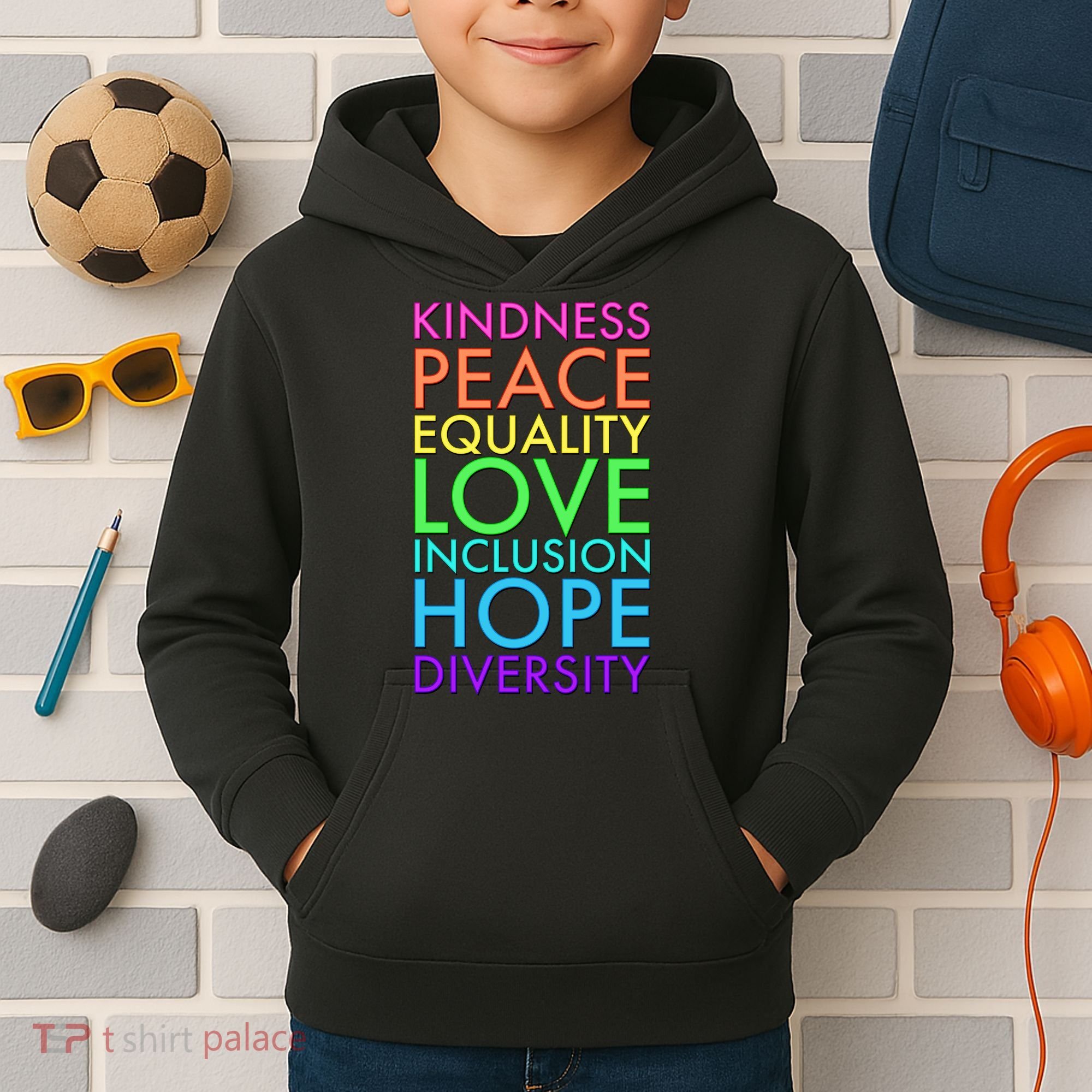 Kindness Peace Equality Love Hope Diversity Kids Hoodie