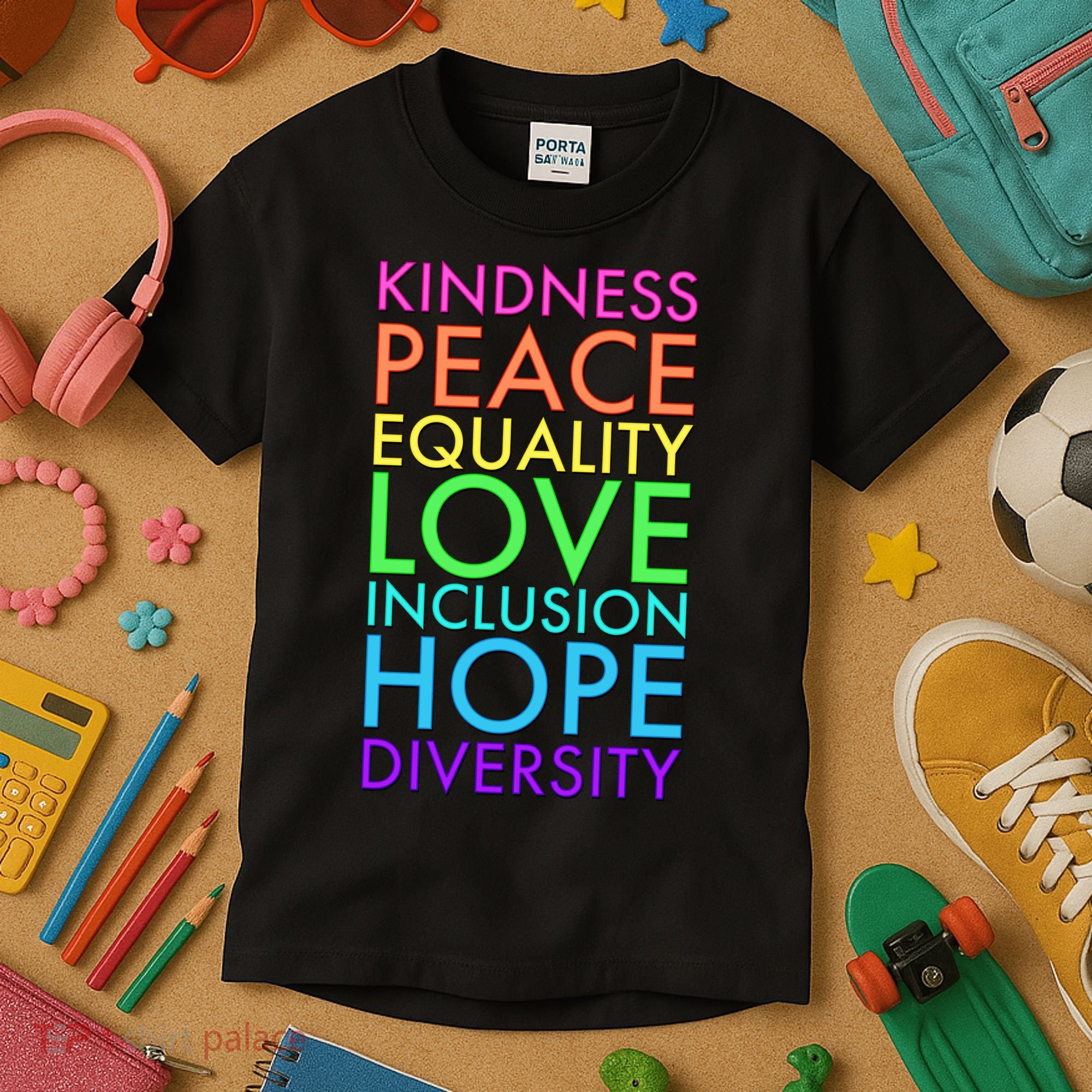 Kindness Peace Equality Love Hope Diversity Kids T-Shirt