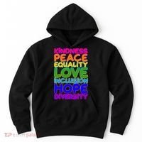 Kindness Peace Equality Love Inclusion Hope Diversity Rainbow Hoodie thumb 0