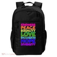 Kindness Peace Equality Love Inclusion Hope Diversity Rainbow Backpack thumb 0