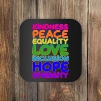 Kindness Peace Equality Love Inclusion Hope Diversity Rainbow Coaster thumb 0