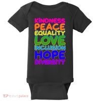 Kindness Peace Equality Love Inclusion Hope Diversity Rainbow Baby Bodysuit thumb 0