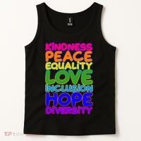 Kindness Peace Equality Love Inclusion Hope Diversity Rainbow Tank Top thumb 2