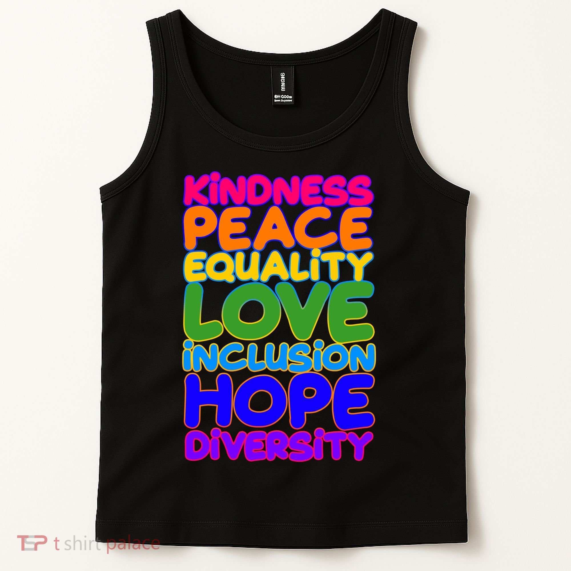 Kindness Peace Equality Love Inclusion Hope Diversity Rainbow Tank Top
