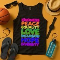Kindness Peace Equality Love Inclusion Hope Diversity Rainbow Tank Top thumb 4