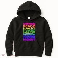 Kindness Peace Equality Love Inclusion Hope Diversity Rainbow Kids Hoodie thumb 0