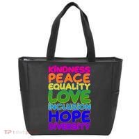 Kindness Peace Equality Love Inclusion Hope Diversity Rainbow Tote Bag thumb 0
