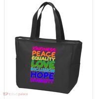Kindness Peace Equality Love Inclusion Hope Diversity Rainbow Tote Bag thumb 3