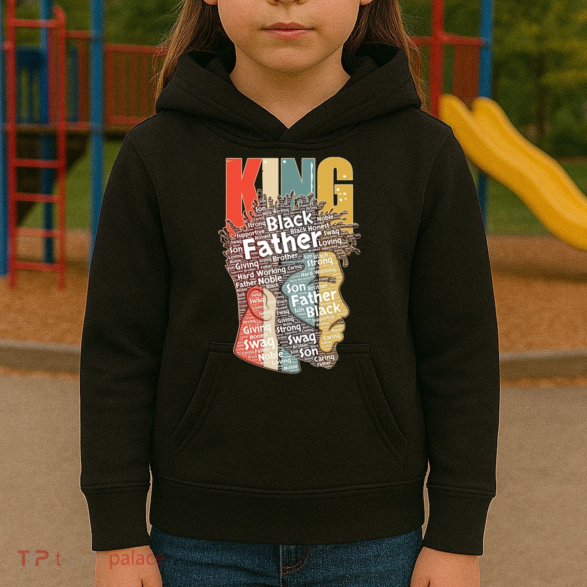 King African American Black Father Kids Hoodie