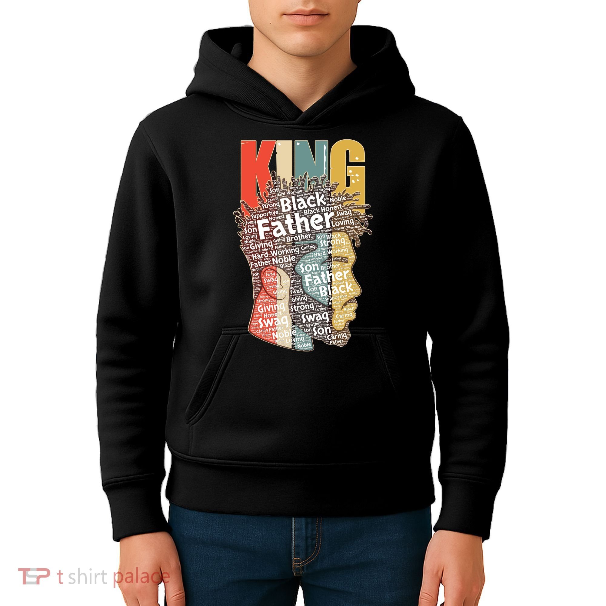 King African American Black Father Kids Hoodie