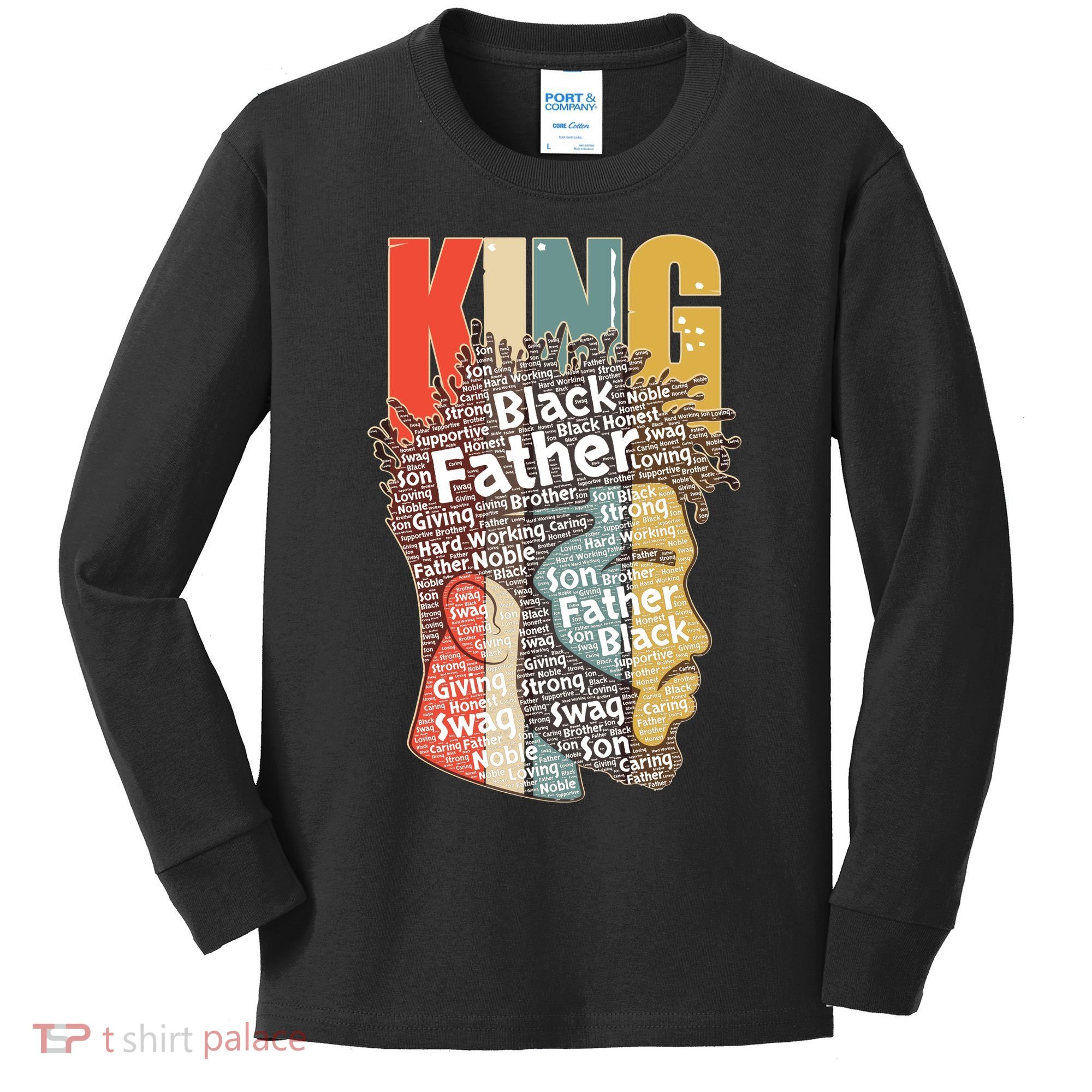 King African American Black Father Kids Long Sleeve Shirt