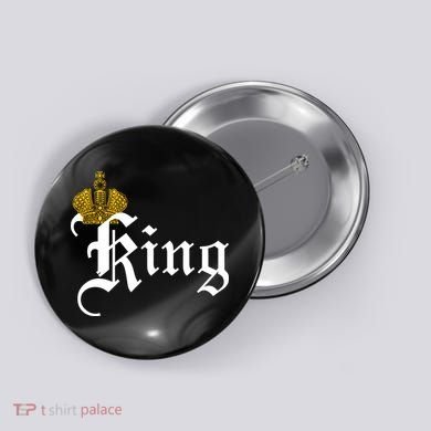 King Crown Old English Logo Button