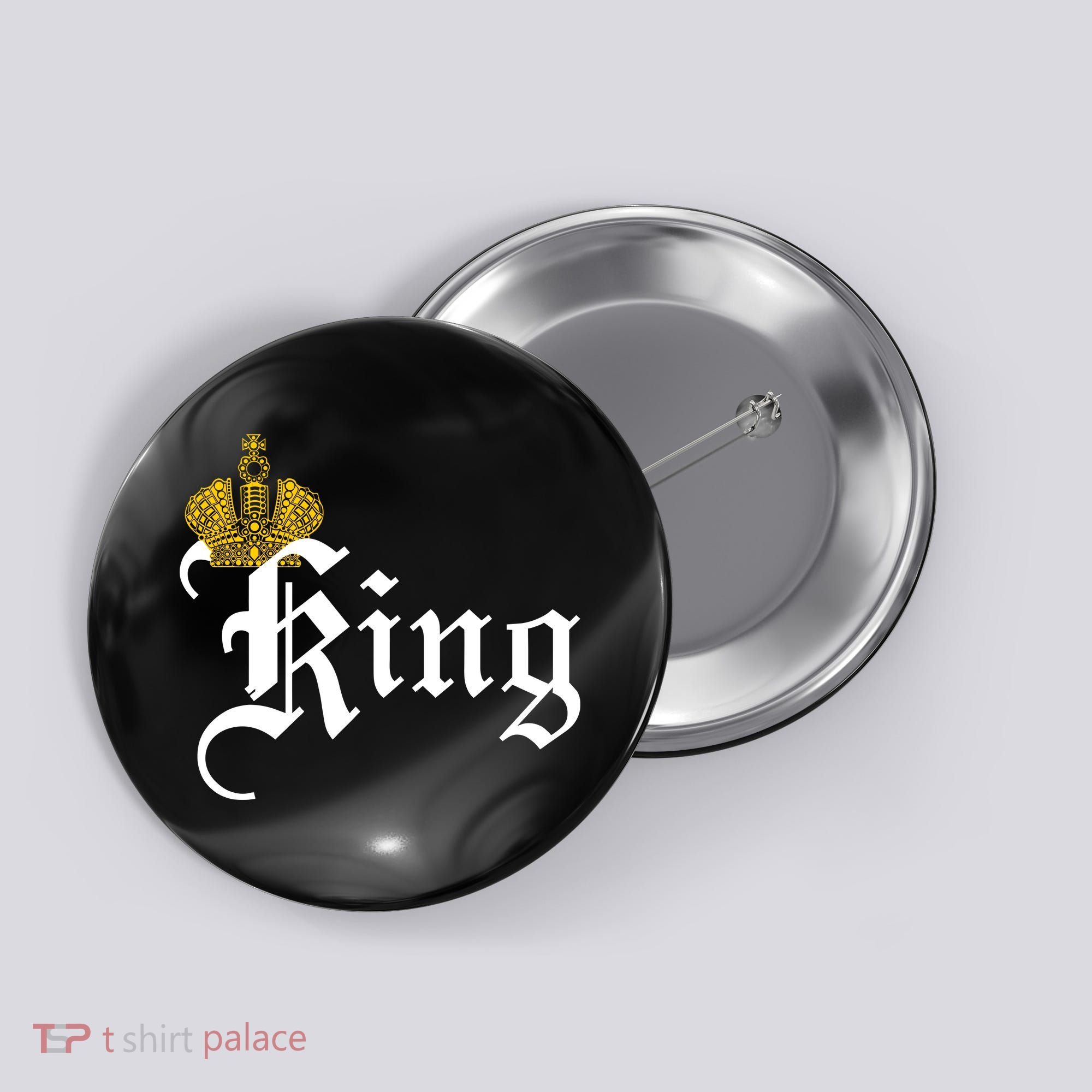 King Crown Old English Logo Button