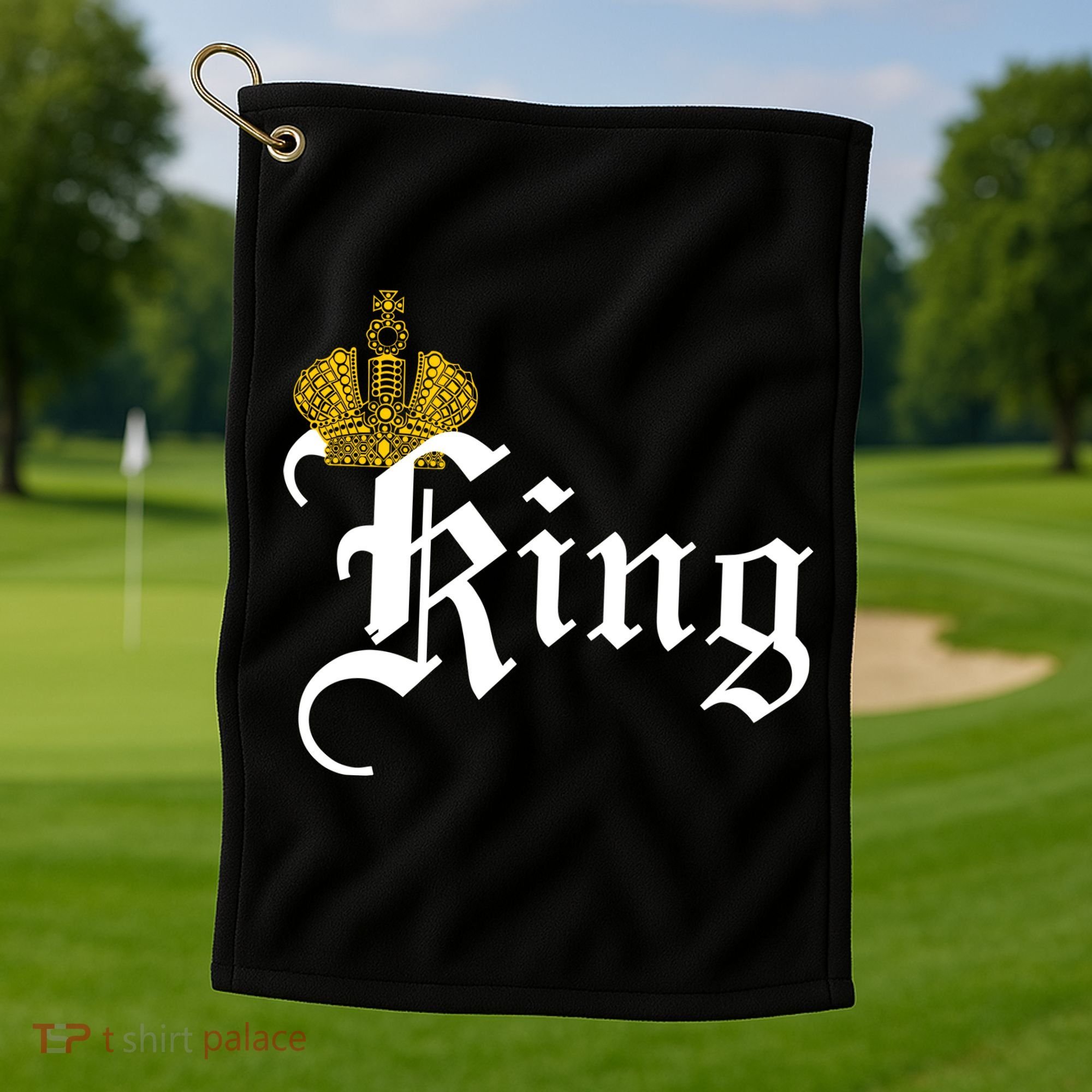 King Crown Old English Logo Golf Towel