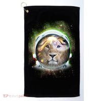 King Of The Universe Lion Space Astronaut Helmet Golf Towel thumb 0