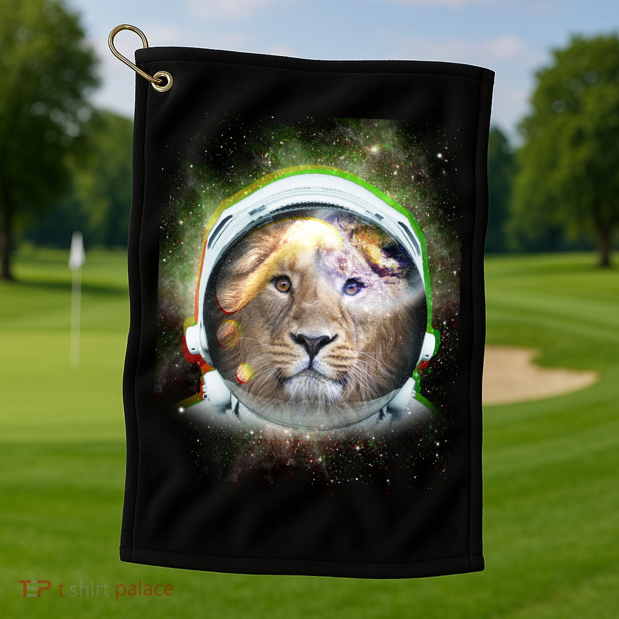 King Of The Universe Lion Space Astronaut Helmet Golf Towel