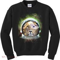 King Of The Universe Lion Space Astronaut Helmet Kids Sweatshirt thumb 0
