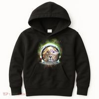 King Of The Universe Lion Space Astronaut Helmet Kids Hoodie thumb 0