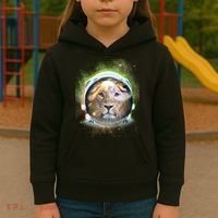 King Of The Universe Lion Space Astronaut Helmet Kids Hoodie thumb 3