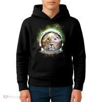 King Of The Universe Lion Space Astronaut Helmet Kids Hoodie thumb 4