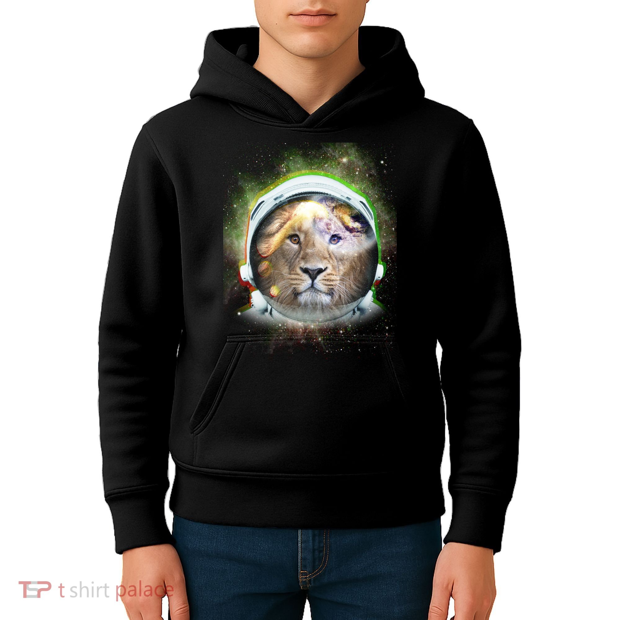 King Of The Universe Lion Space Astronaut Helmet Kids Hoodie