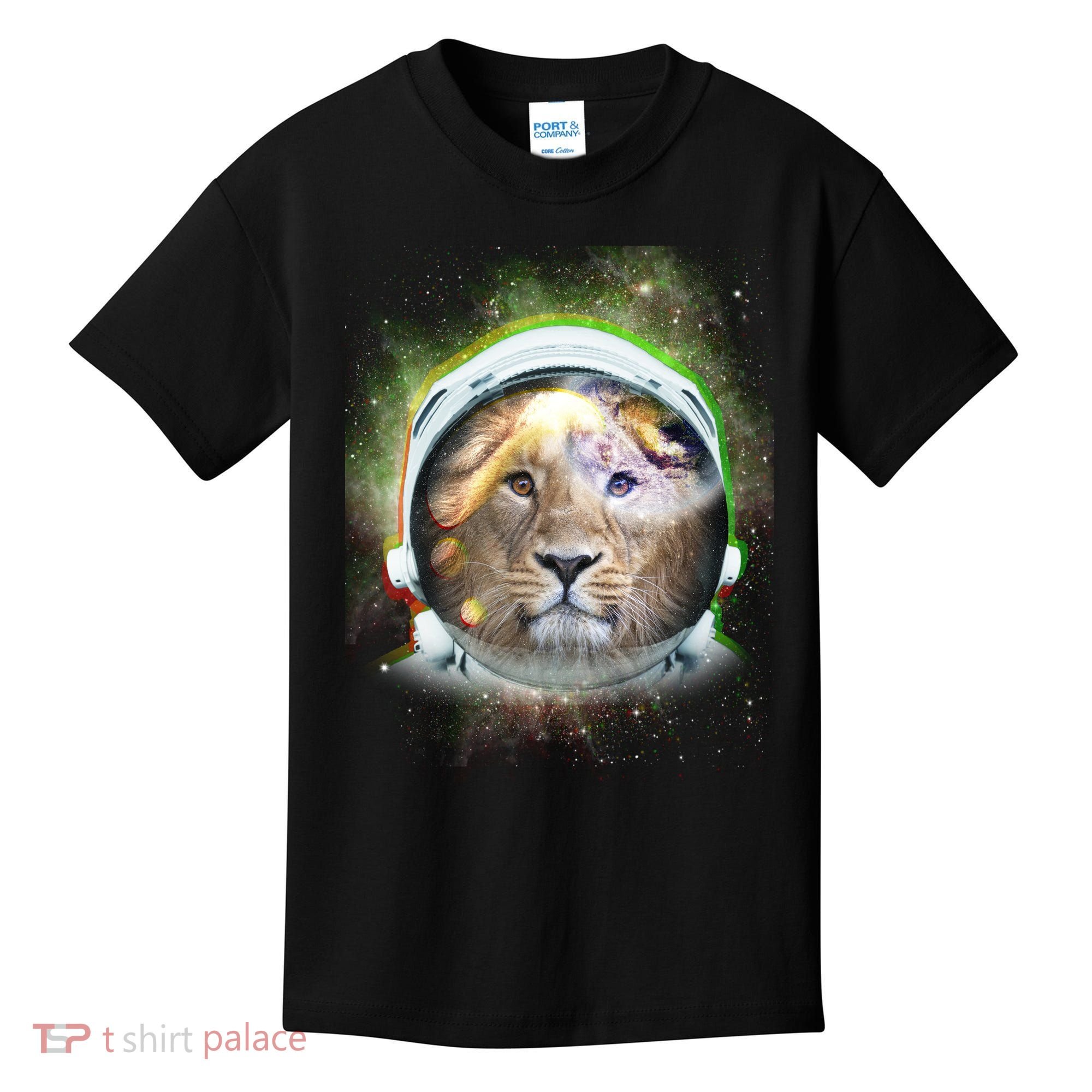 King Of The Universe Lion Space Astronaut Helmet Kids T-Shirt