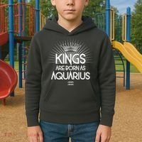 Kings Are Born As Aquarius Kids Hoodie thumb 2