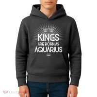 Kings Are Born As Aquarius Kids Hoodie thumb 4