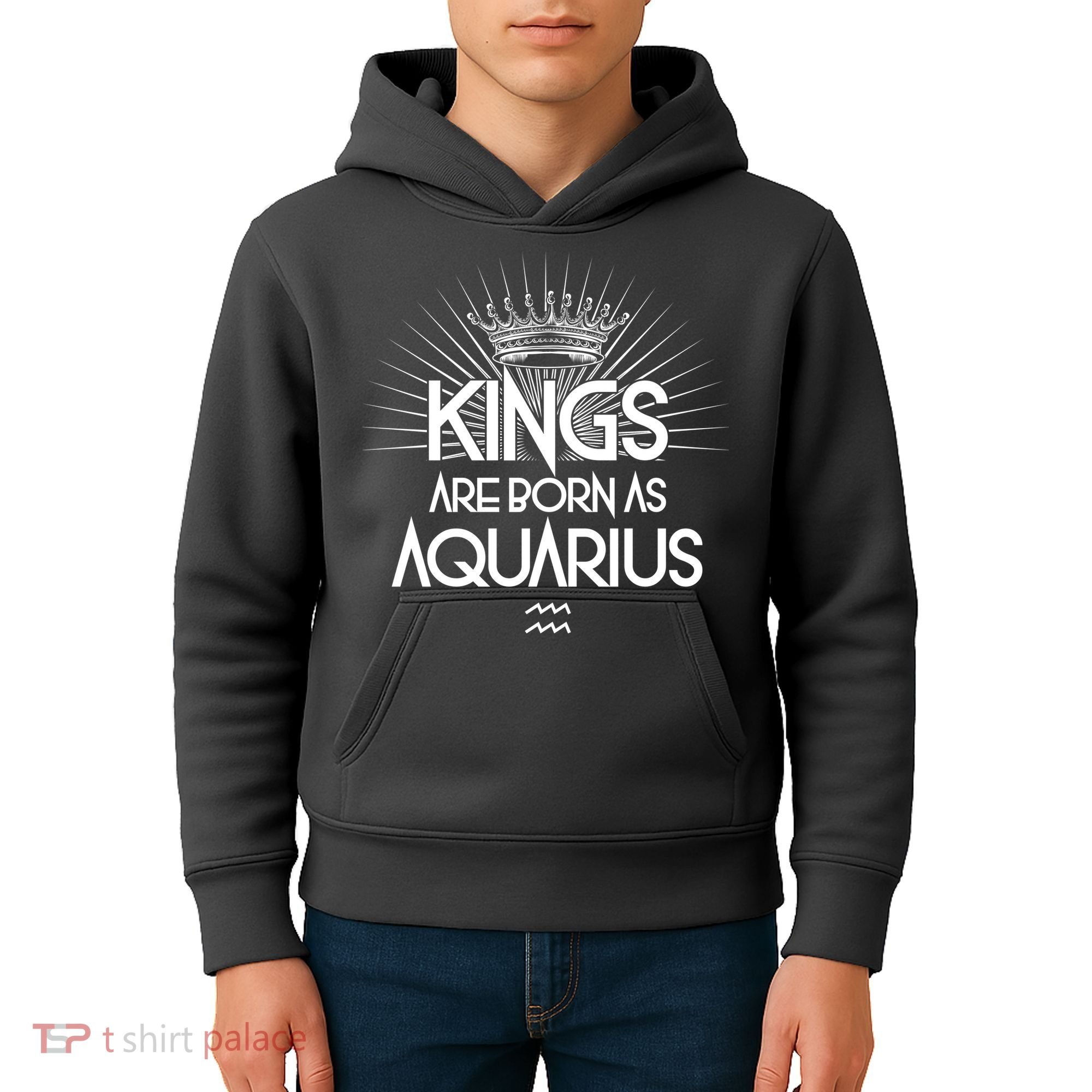 Kings Are Born As Aquarius Kids Hoodie