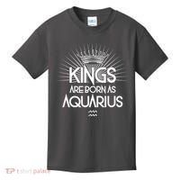 Kings Are Born As Aquarius Kids T-Shirt thumb 0