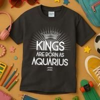Kings Are Born As Aquarius Kids T-Shirt thumb 3