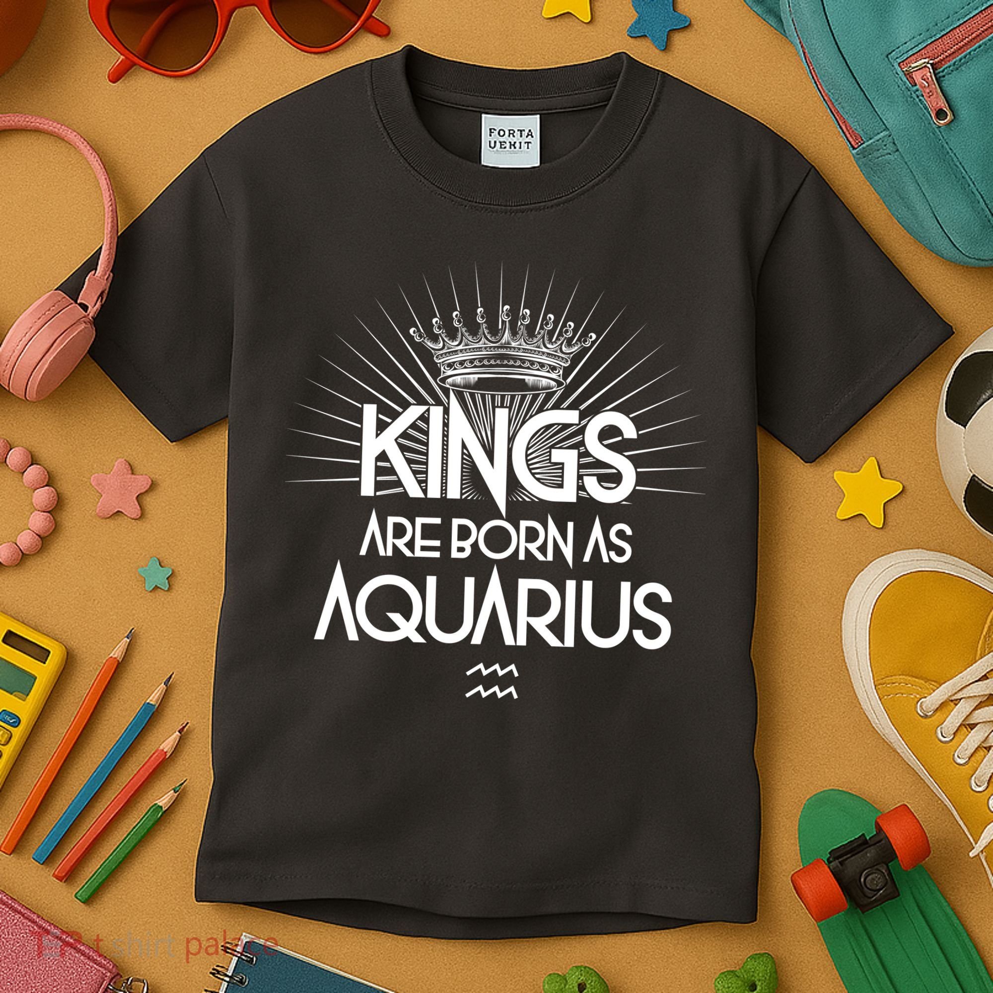 Kings Are Born As Aquarius Kids T-Shirt