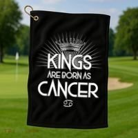 Kings Are Born As Cancer Golf Towel thumb 1