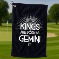 Kings Are Born As Gemini Golf Towel thumb 1