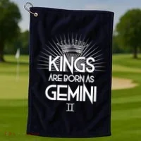 Kings Are Born As Gemini Golf Towel thumb 1