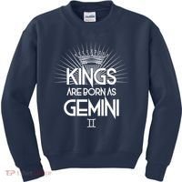Kings Are Born As Gemini Kids Sweatshirt thumb 0