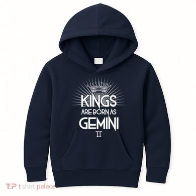 Kings Are Born As Gemini Kids Hoodie