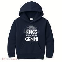 Kings Are Born As Gemini Kids Hoodie thumb 0