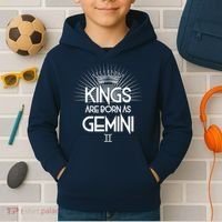 Kings Are Born As Gemini Kids Hoodie thumb 2