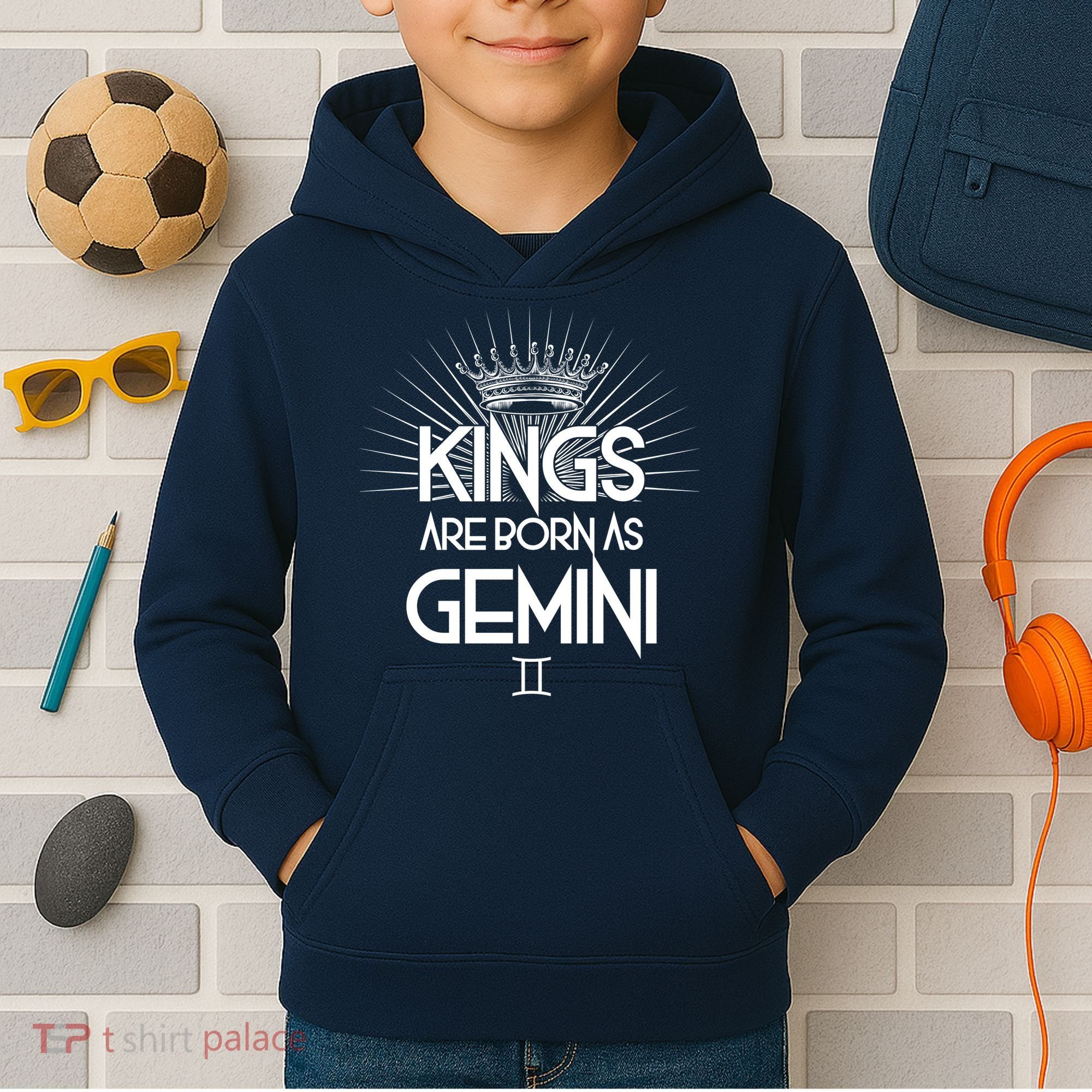 Kings Are Born As Gemini Kids Hoodie