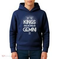 Kings Are Born As Gemini Kids Hoodie thumb 4