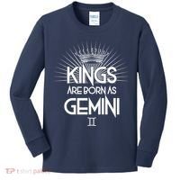 Kings Are Born As Gemini Kids Long Sleeve Shirt thumb 0
