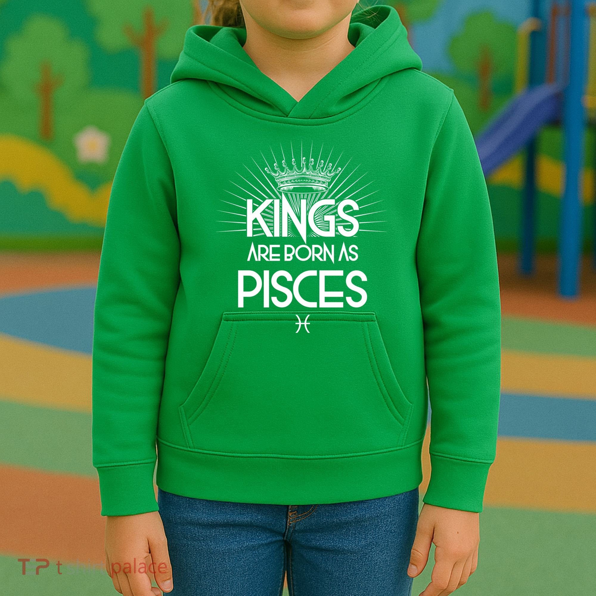 Kings Are Born As Pisces Kids Hoodie