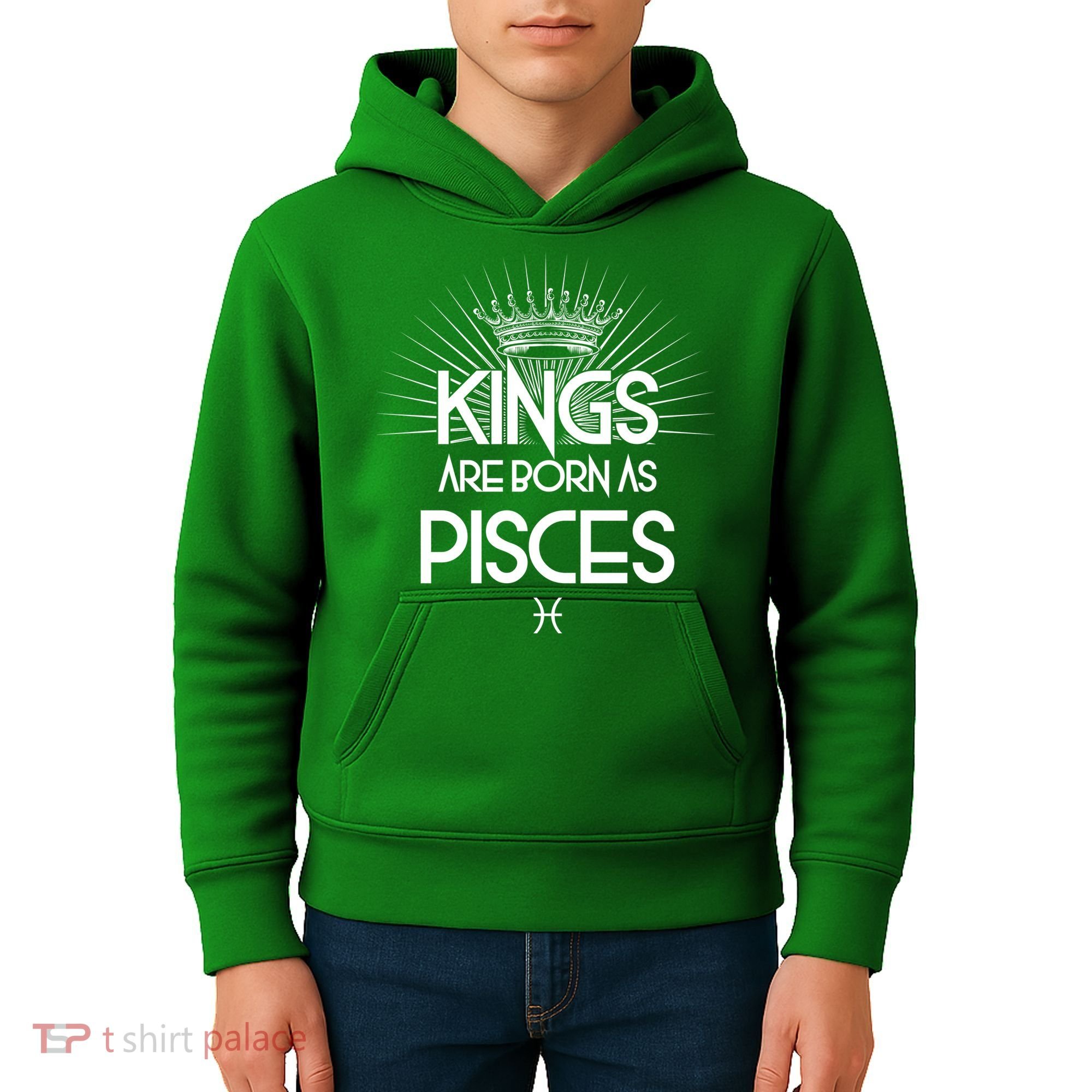 Kings Are Born As Pisces Kids Hoodie