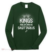 Kings Are Born As Sagittarius Long Sleeve Shirt thumb 0