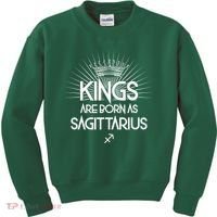 Kings Are Born As Sagittarius Kids Sweatshirt thumb 0